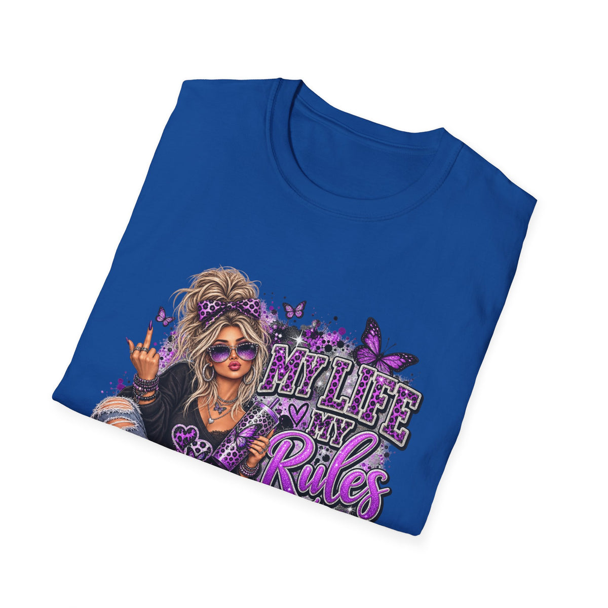 My Life, My Rules Graphic T-Shirt — "Don't Like It? Bye!" Purple Butterfly Punk Tee