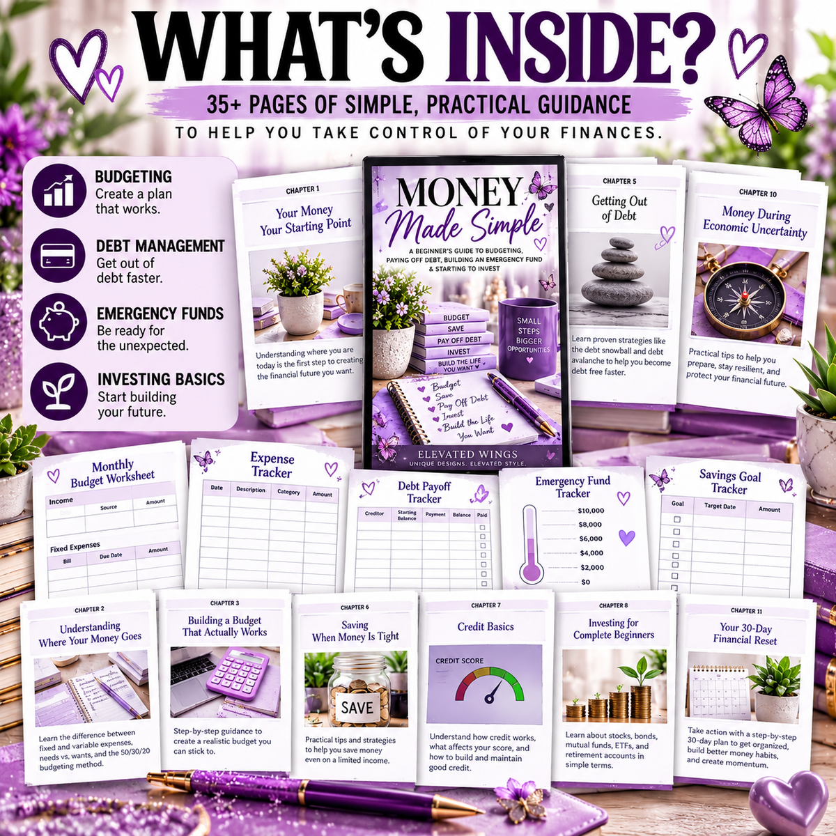 Personal Finance for Beginners Ebook | Budget Planner, Debt Payoff, Emergency Fund & Investing Guide