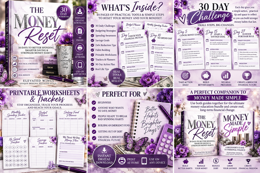 30 Day Money Reset Workbook | Budget Planner, Savings Tracker & Money Management PDF