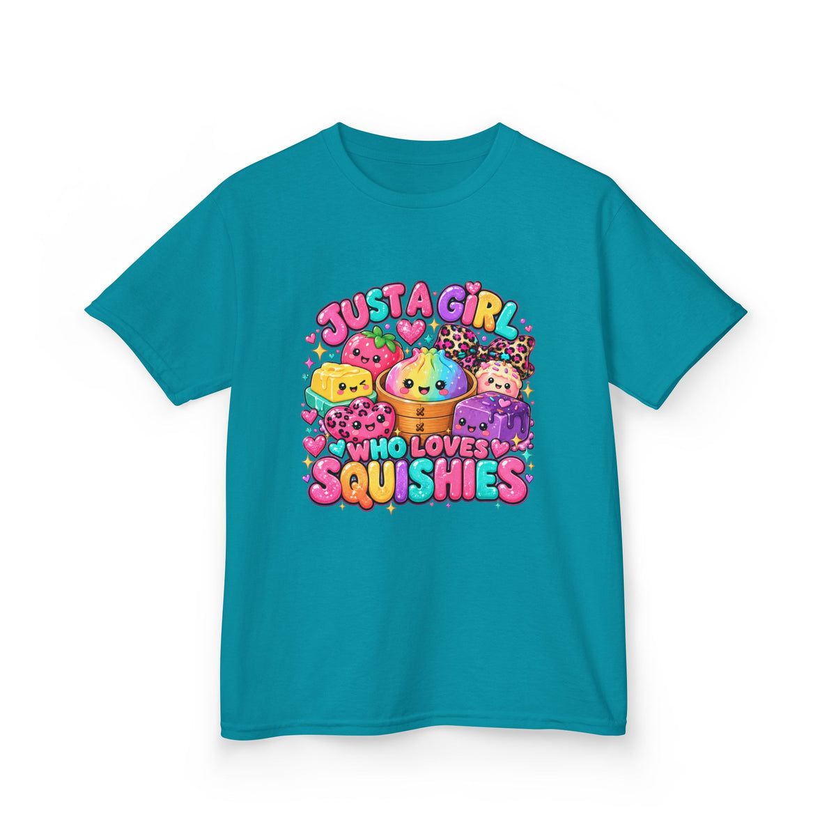 Kids Tee — "Just a Girl Who Loves Squishies" Colorful Cute Squishy Graphic