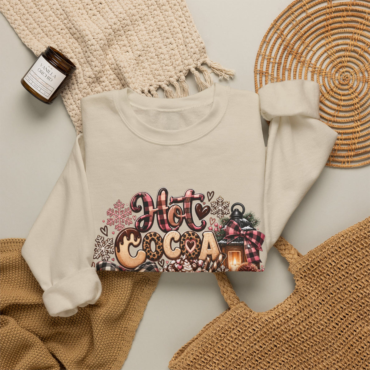 Hot Cocoa Season Sweatshirt — Cozy Winter Hot Cocoa Graphic Crewneck