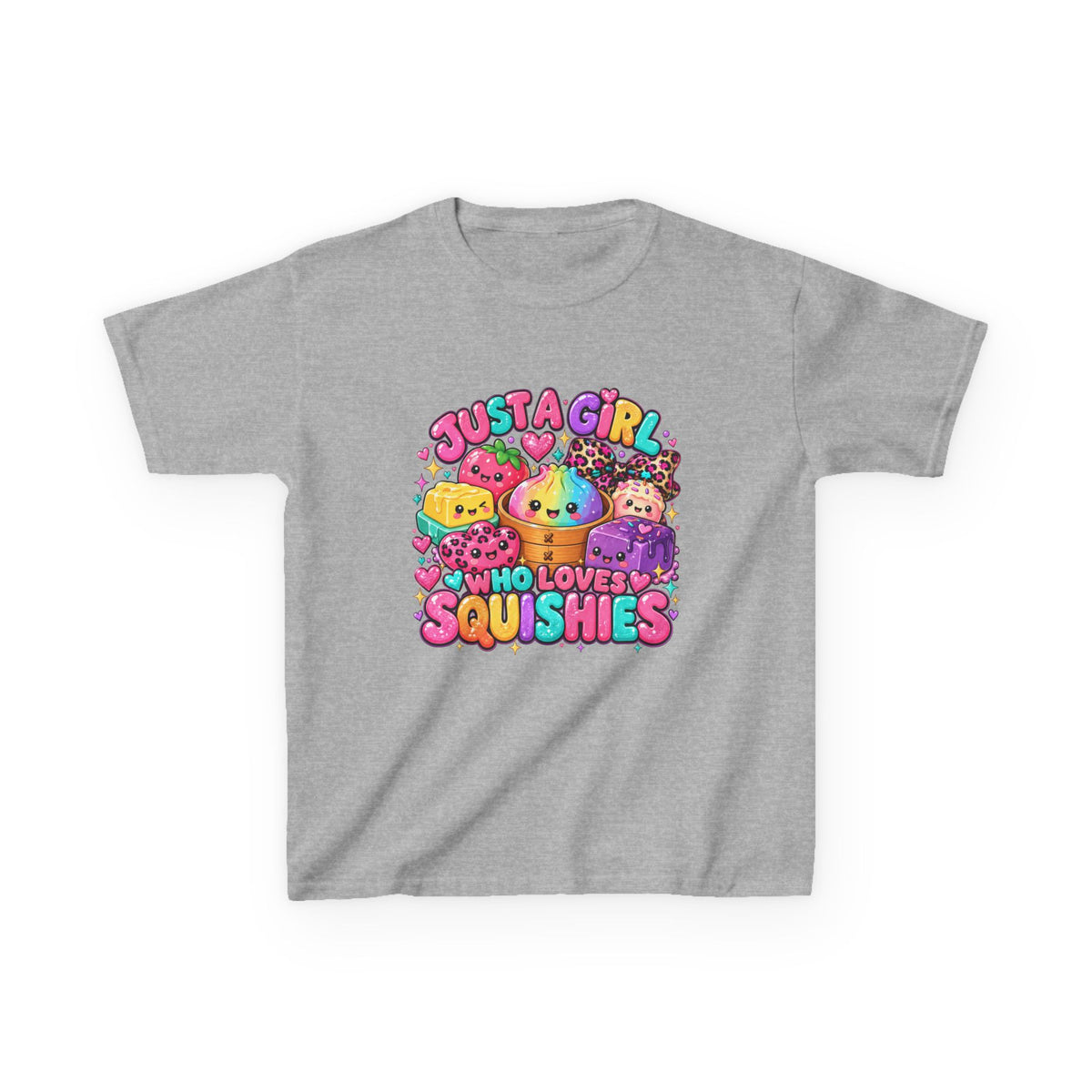 Kids Tee — "Just a Girl Who Loves Squishies" Colorful Cute Squishy Graphic