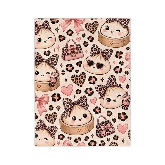 Cute Leopard Dumpling Plush Blanket — Velveteen Microfiber Cozy Throw for Girls
