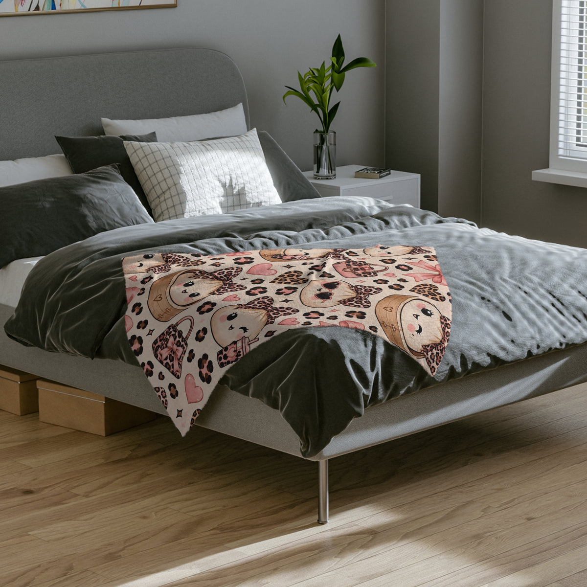 Cute Leopard Dumpling Plush Blanket — Velveteen Microfiber Cozy Throw for Girls