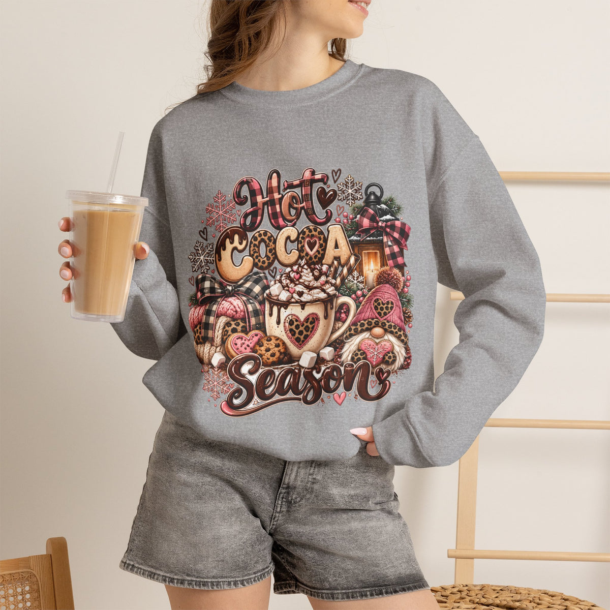 Hot Cocoa Season Sweatshirt — Cozy Winter Hot Cocoa Graphic Crewneck
