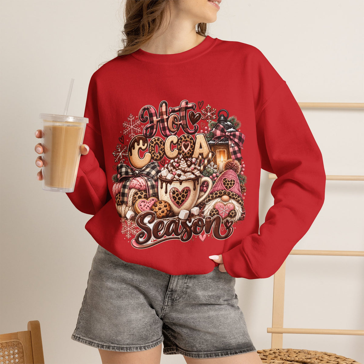 Hot Cocoa Season Sweatshirt — Cozy Winter Hot Cocoa Graphic Crewneck