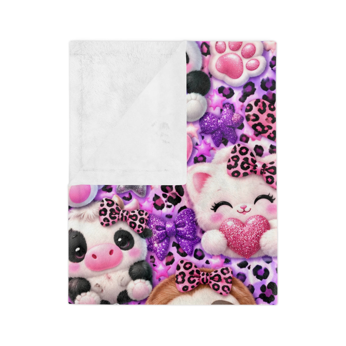 Cute Kawaii Sloth, Cat & Panda Velveteen Microfiber Blanket