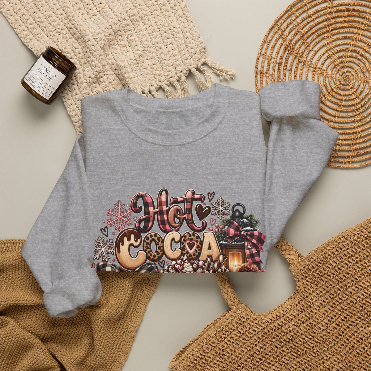 Hot Cocoa Season Sweatshirt — Cozy Winter Hot Cocoa Graphic Crewneck