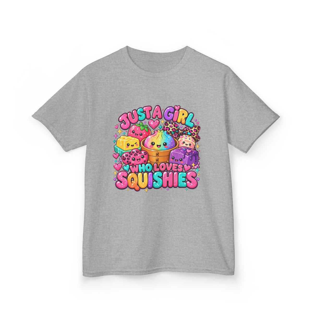 Kids Tee — "Just a Girl Who Loves Squishies" Colorful Cute Squishy Graphic
