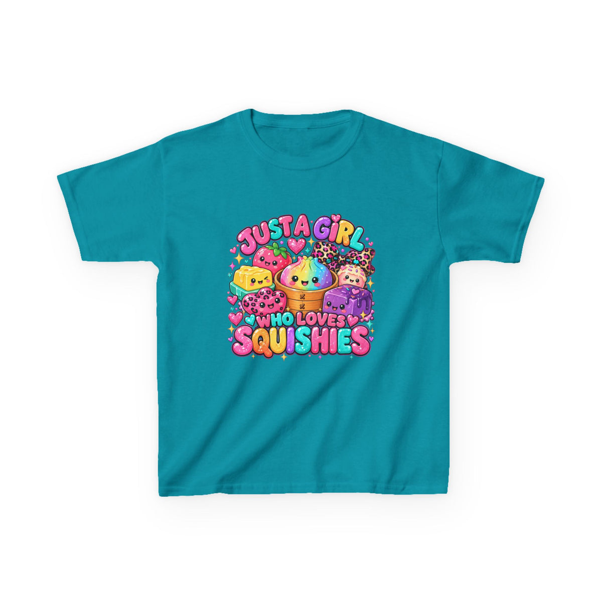 Kids Tee — "Just a Girl Who Loves Squishies" Colorful Cute Squishy Graphic