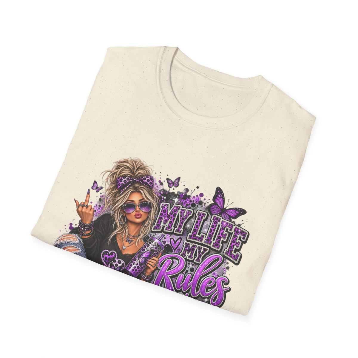 My Life, My Rules Graphic T-Shirt — "Don't Like It? Bye!" Purple Butterfly Punk Tee