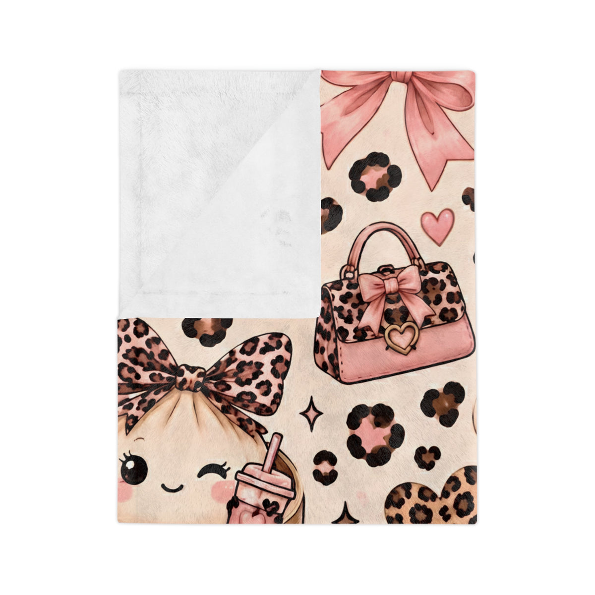 Cute Leopard Dumpling Plush Blanket — Velveteen Microfiber Cozy Throw for Girls