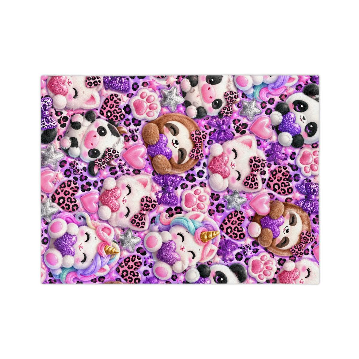 Cute Kawaii Sloth, Cat & Panda Velveteen Microfiber Blanket