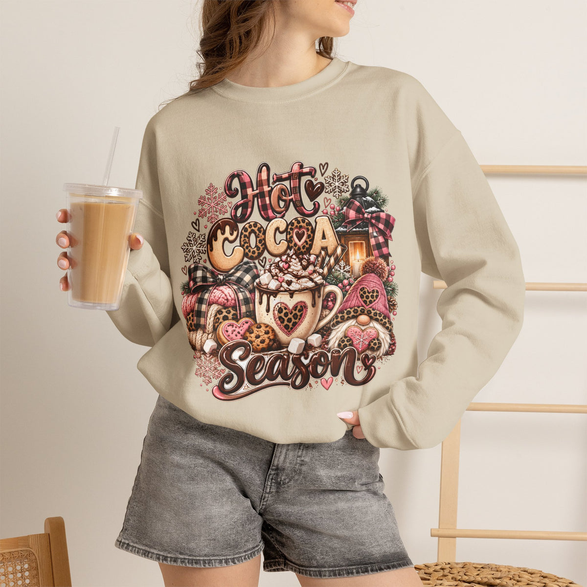 Hot Cocoa Season Sweatshirt — Cozy Winter Hot Cocoa Graphic Crewneck