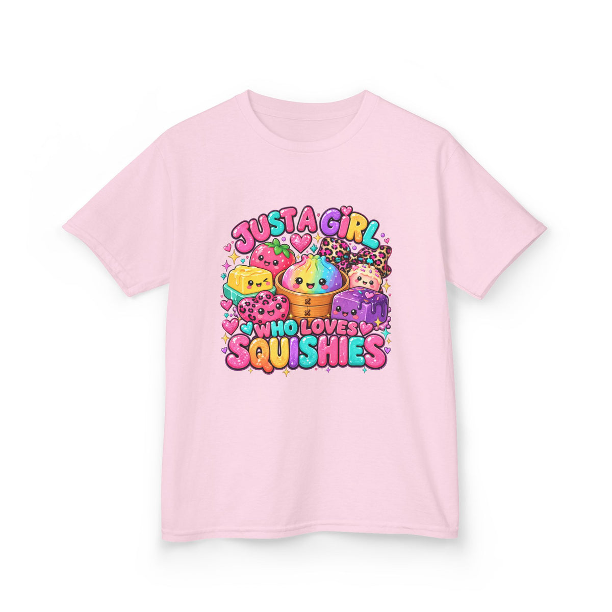 Kids Tee — "Just a Girl Who Loves Squishies" Colorful Cute Squishy Graphic