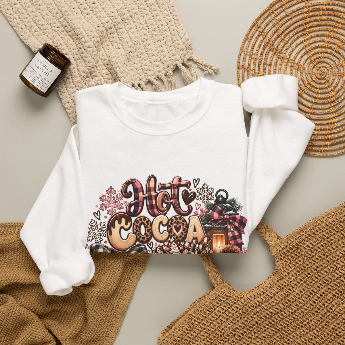 Hot Cocoa Season Sweatshirt — Cozy Winter Hot Cocoa Graphic Crewneck