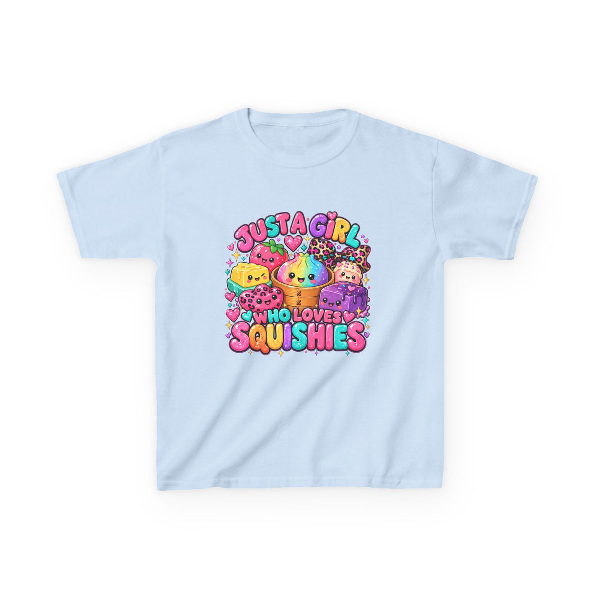 Kids Tee — "Just a Girl Who Loves Squishies" Colorful Cute Squishy Graphic
