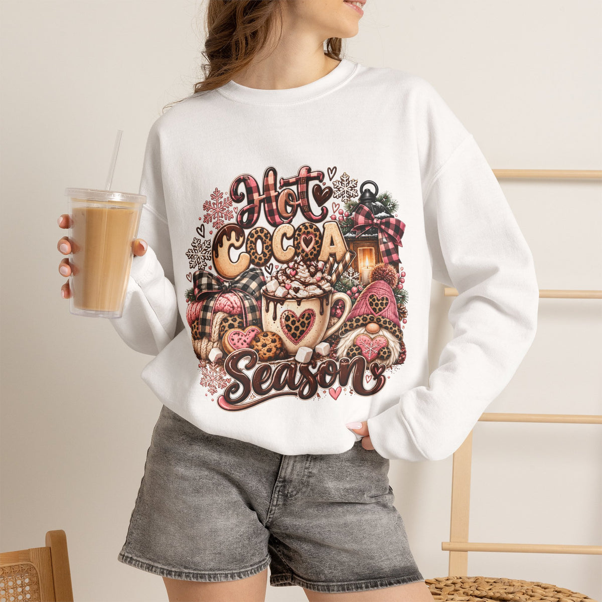 Hot Cocoa Season Sweatshirt — Cozy Winter Hot Cocoa Graphic Crewneck