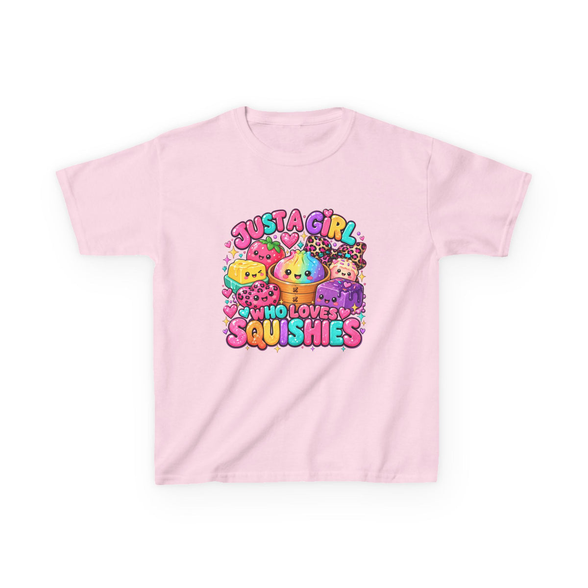 Kids Tee — "Just a Girl Who Loves Squishies" Colorful Cute Squishy Graphic