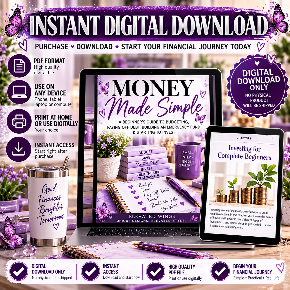Personal Finance for Beginners Ebook | Budget Planner, Debt Payoff, Emergency Fund & Investing Guide