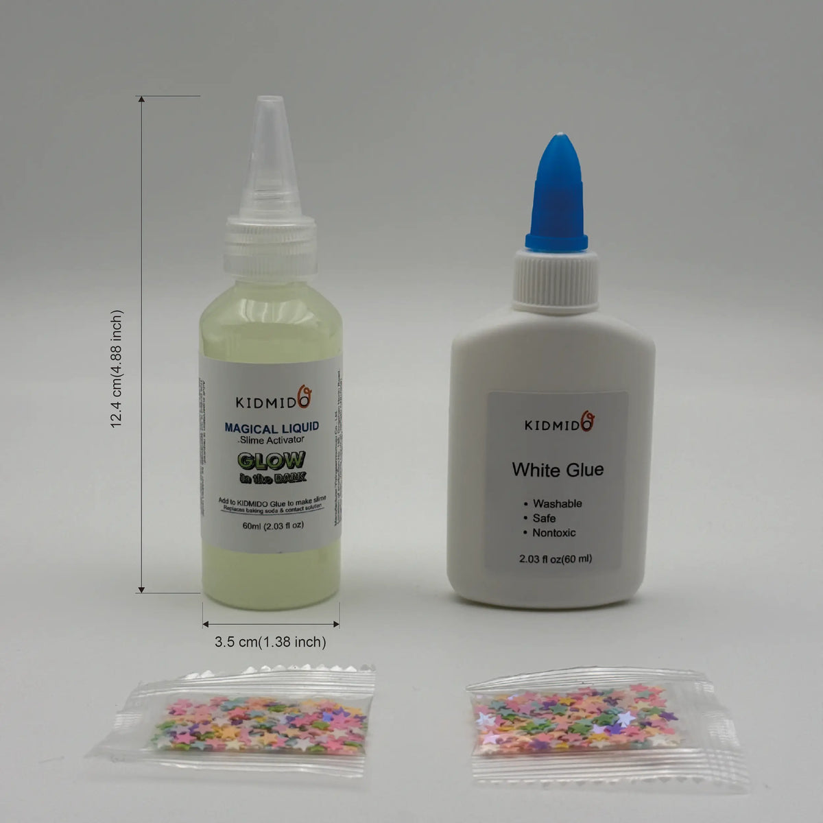 KIDMIDO-Milky Way DIY Slime Kit, Include Luminescent Magical Liquid Slime Activator, White Glue and Colorful Stars