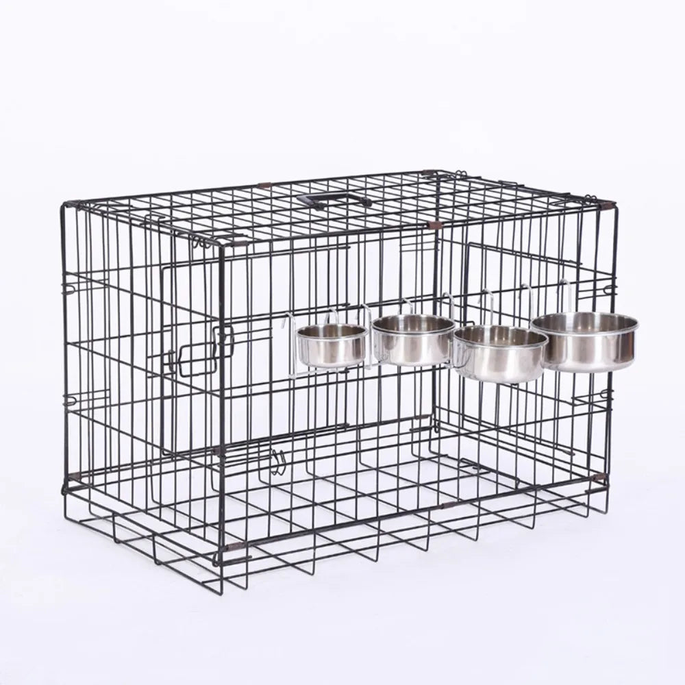 Protable Hanger Cage Cup Puppy Cat Hanging Feeder Dish Pet Feeding Tools Travel Food Water Bowls Stationary Dog Bowl