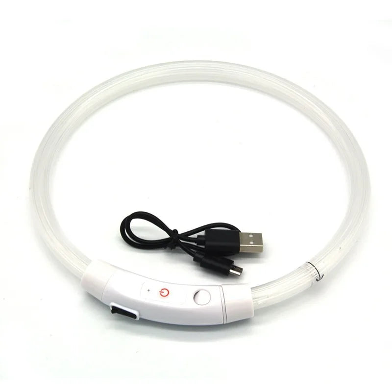 USB Rechargeable Fiber Optic Collar Pet Dog LED Light Collar Luminous Anti-Lost Dog Collar USB Rechargeable Dog Necklace Collar