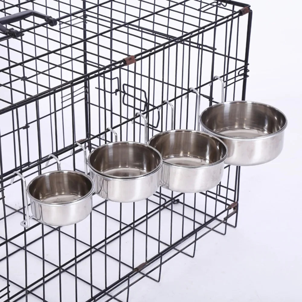 Protable Hanger Cage Cup Puppy Cat Hanging Feeder Dish Pet Feeding Tools Travel Food Water Bowls Stationary Dog Bowl