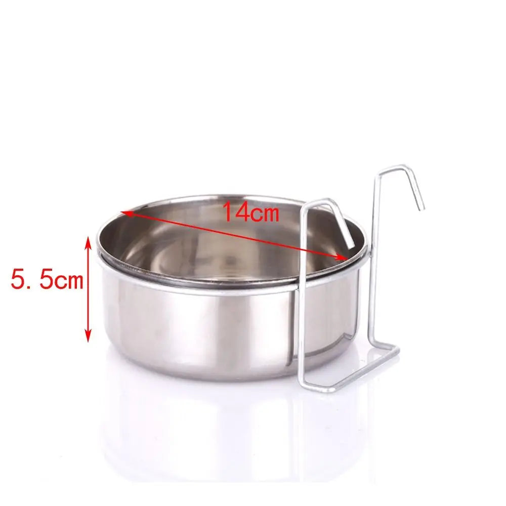 Protable Hanger Cage Cup Puppy Cat Hanging Feeder Dish Pet Feeding Tools Travel Food Water Bowls Stationary Dog Bowl