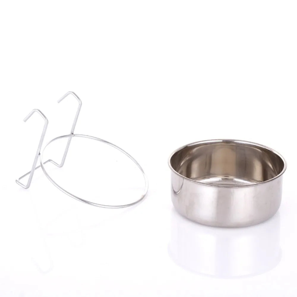 Protable Hanger Cage Cup Puppy Cat Hanging Feeder Dish Pet Feeding Tools Travel Food Water Bowls Stationary Dog Bowl