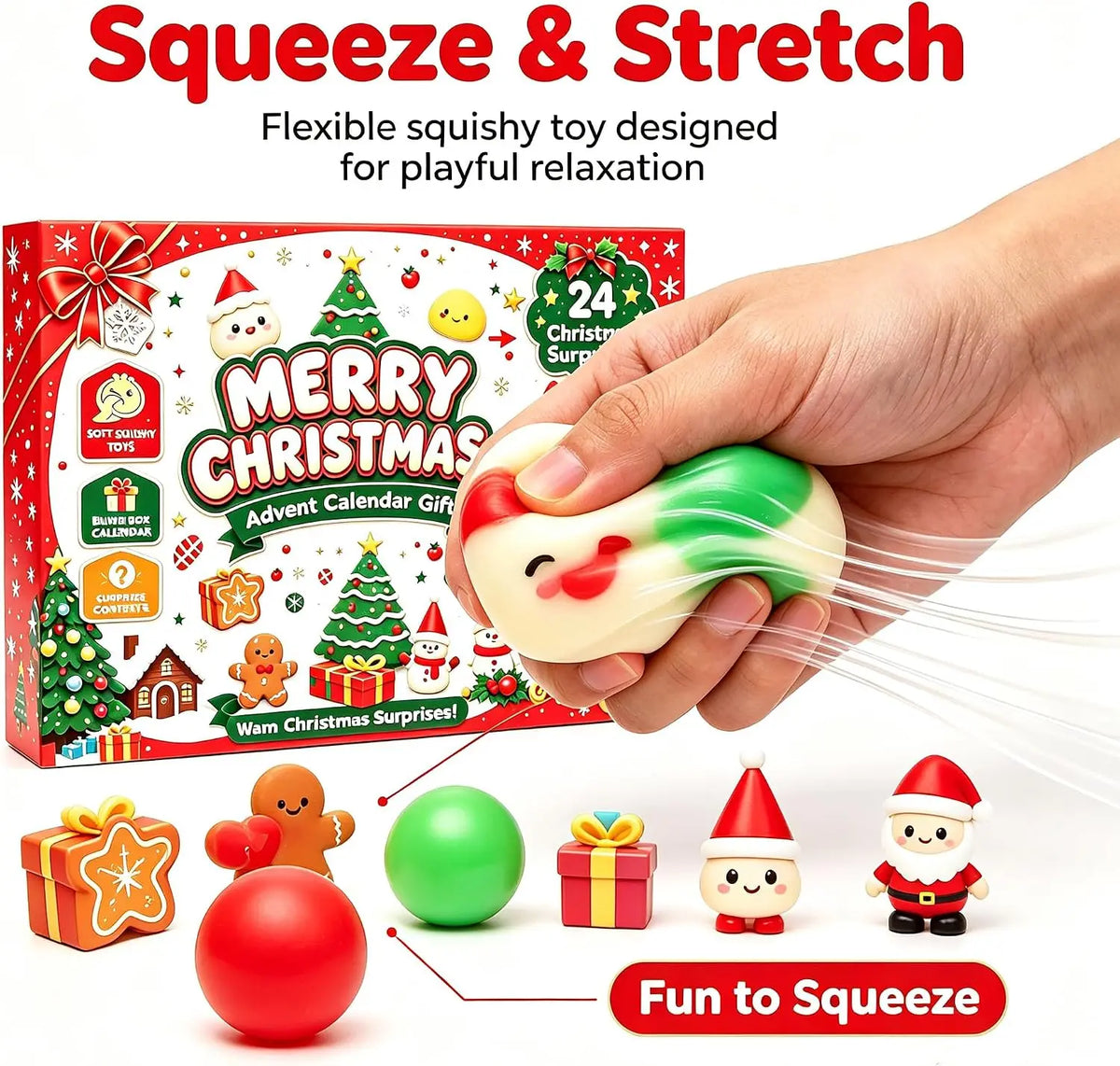 24‑Day Christmas Dumpling Squishy Advent Calendar 2026,Fidget Sensory Countdown Calendar,Surprise Squishies,Stress Relief Fidget