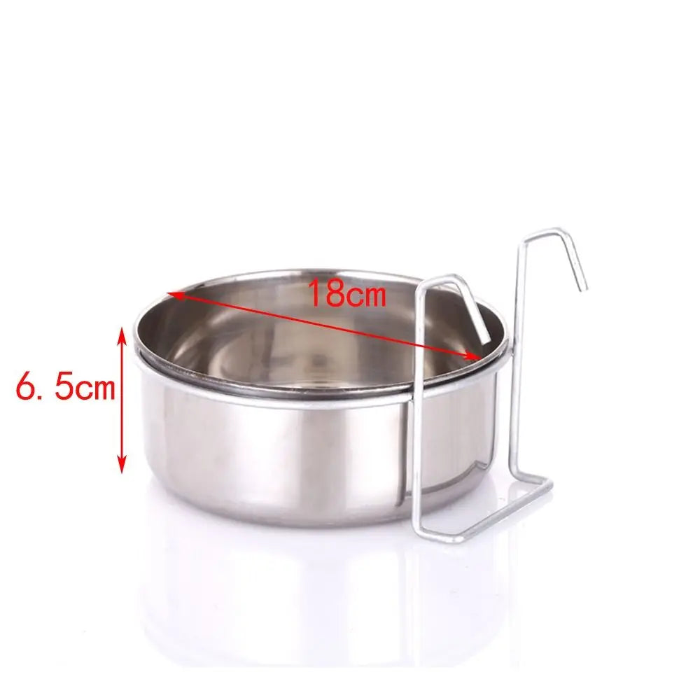 Protable Hanger Cage Cup Puppy Cat Hanging Feeder Dish Pet Feeding Tools Travel Food Water Bowls Stationary Dog Bowl