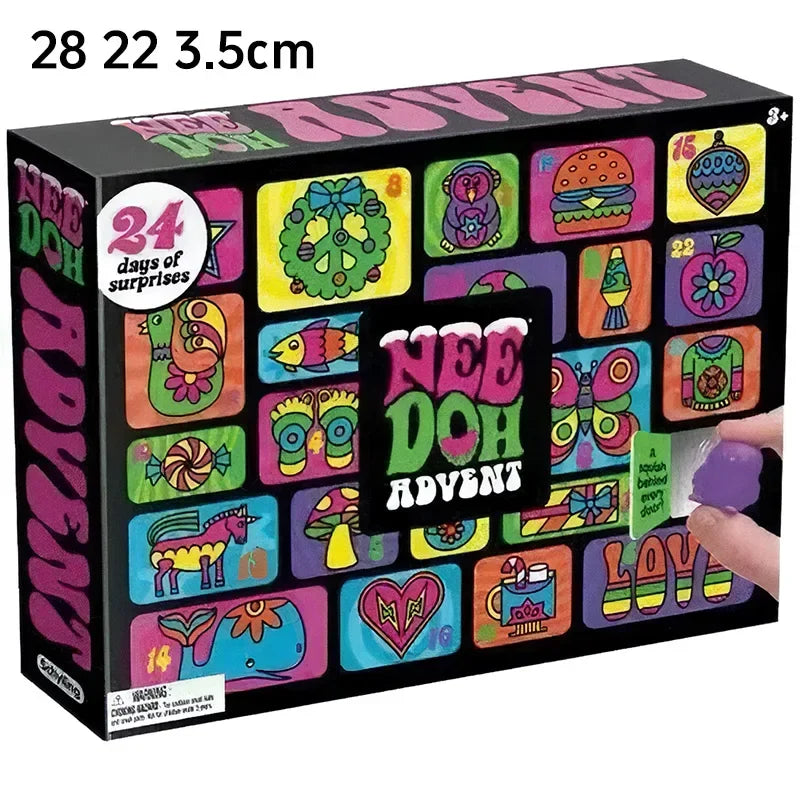 2026 NeeDoh Advent Calendar 24Pcs 3D PVC Fidget Doll Christmas Countdown Calendar Surprise New Year Gift