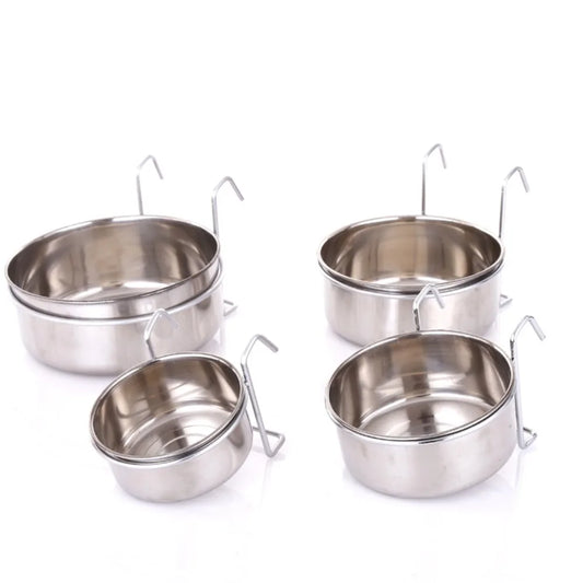 Protable Hanger Cage Cup Puppy Cat Hanging Feeder Dish Pet Feeding Tools Travel Food Water Bowls Stationary Dog Bowl