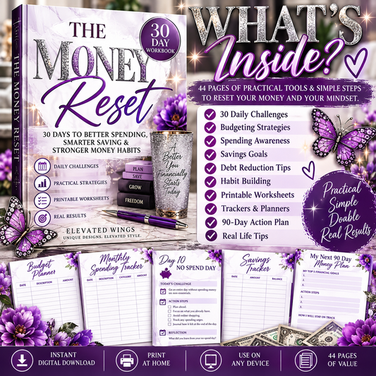 30 Day Money Reset Workbook | Budget Planner, Savings Tracker & Money Management PDF