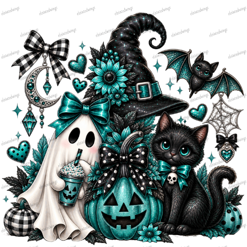 Whimsical Teal Halloween