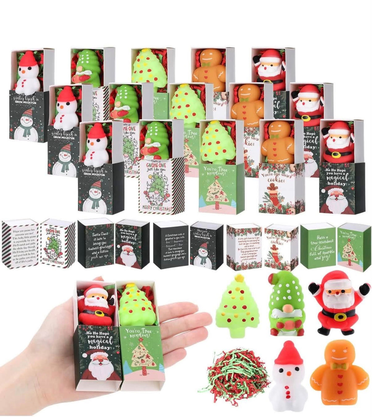Christmas Mini Squishy Stocking Stuffers – Holiday Stress Toys with Gift Boxes