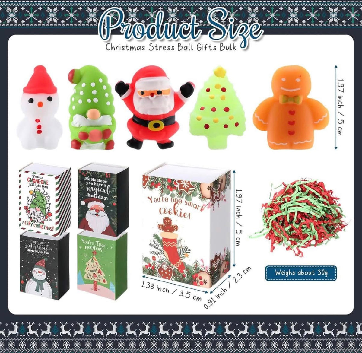 Christmas Mini Squishy Stocking Stuffers – Holiday Stress Toys with Gift Boxes